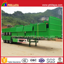 3axles 60ton Pritsche Container Auflieger mit freistehenden Seitenwänden